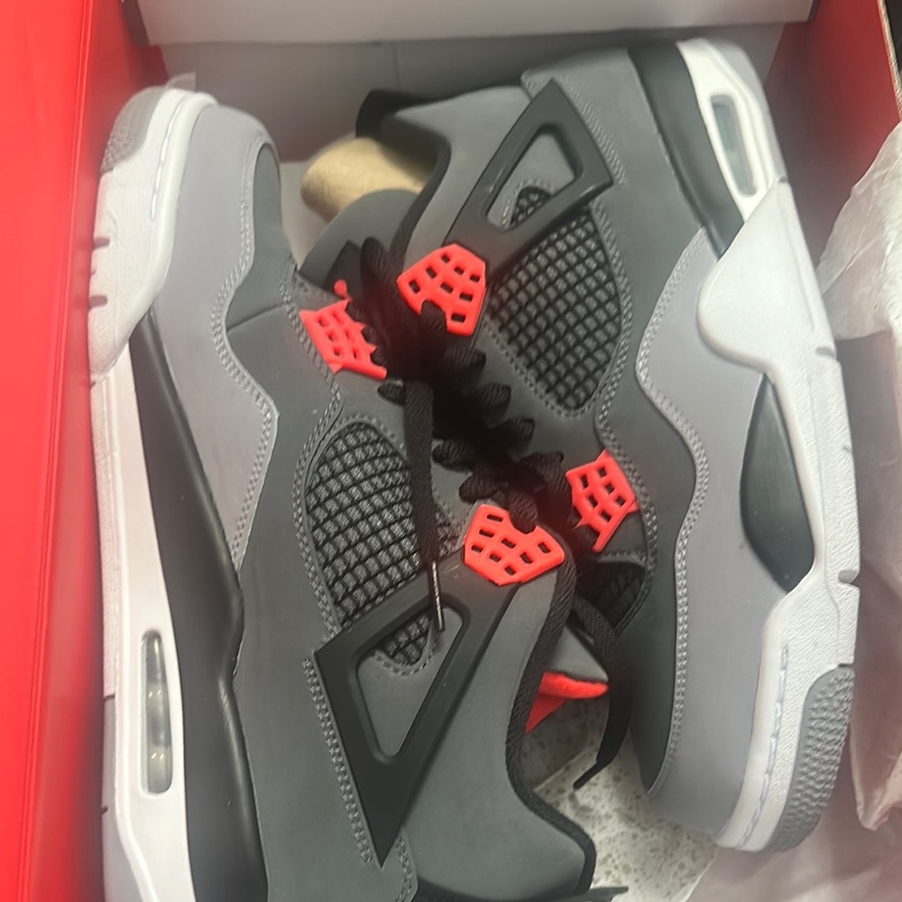 Gray and Red Athletic Sneakers